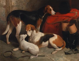 Um casal de Foxhounds com um Terrier, a propriedade de Lord Henry Bentinck